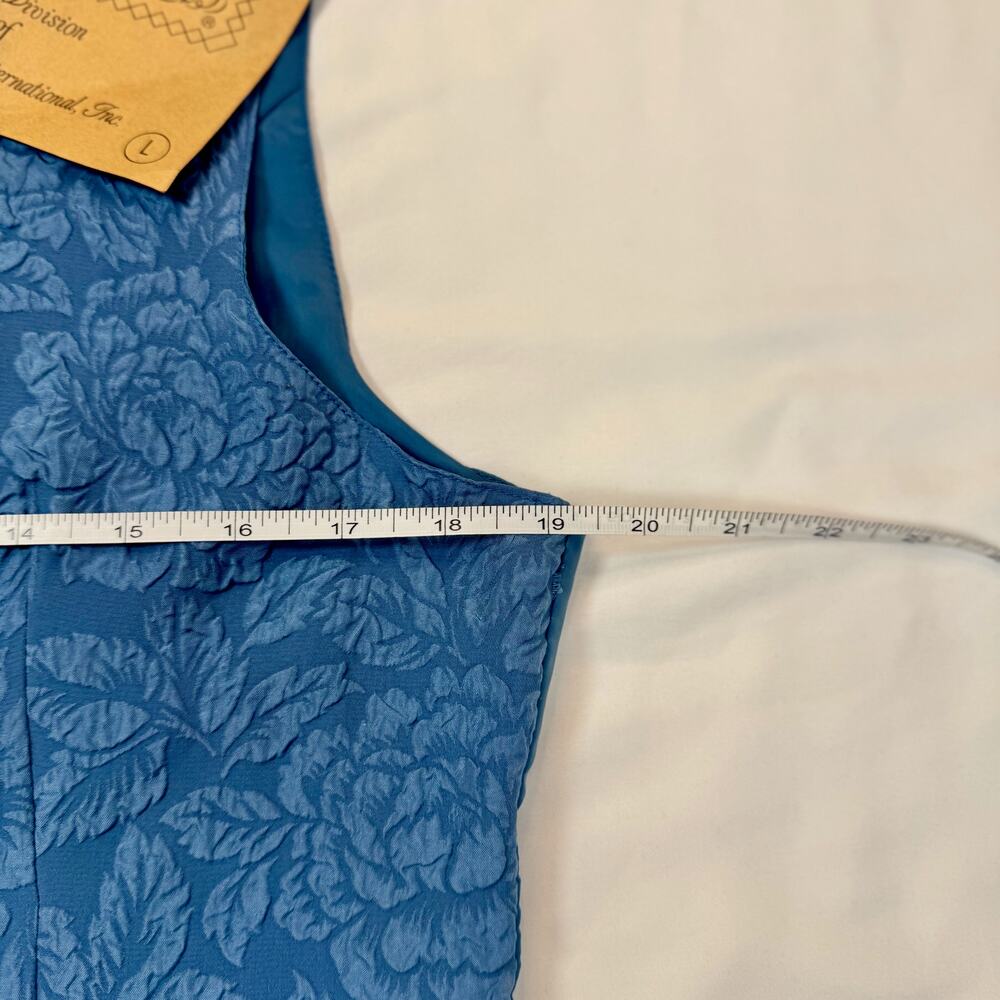 Boho Croquet Club VTG Floral Vest Blue 100% Silk Women’s Large NWT Deadstock - Picture 9 of 12